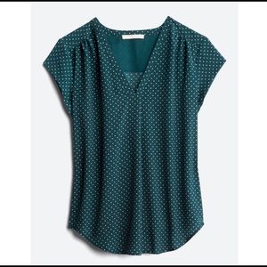 XS Fun2Fun Dark Green Lillian V-Neck Blouse